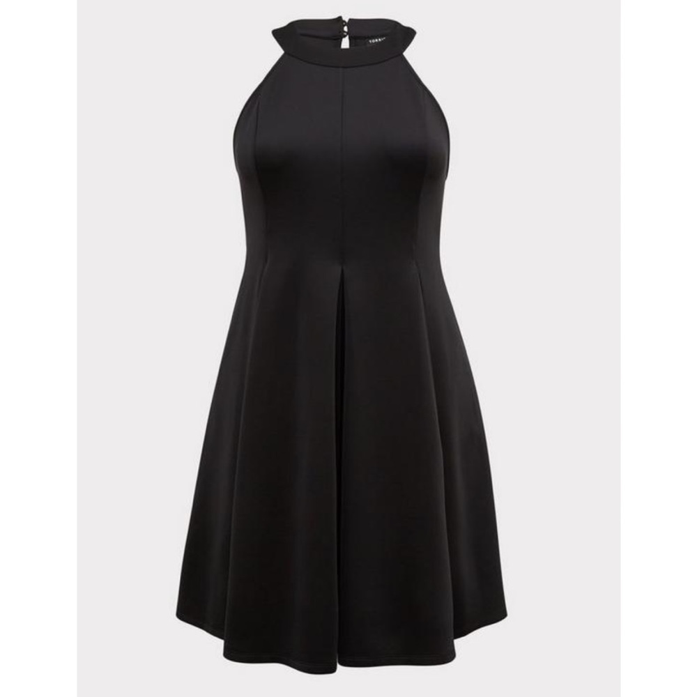 Torrid 3 Scuba Fluted Dress black - Picture 4 of 5
